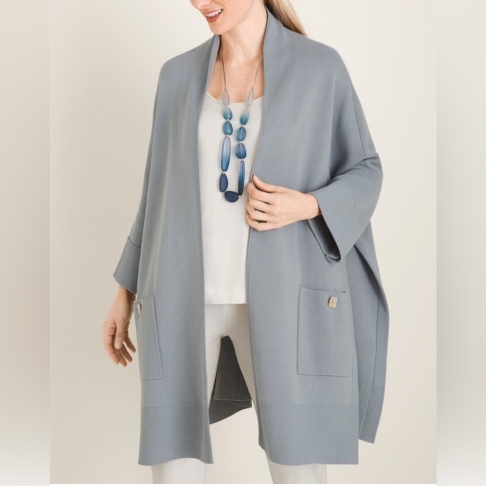 NWT Marla Wynne For Chico's Kimono Sweater Dusty Blue Size M